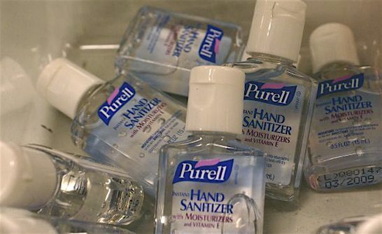 hand sanitizer helps stay healthy at work