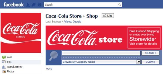 ShopTab, Coca Cola's Facebook Store