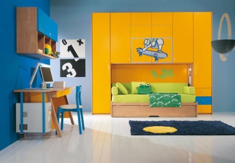 Color Palettes: Tangerine and blue room
