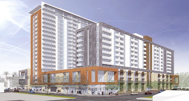 The Opus Group began construction on the two residential towers late last year. (Rendering courtesy of The Opus Group)