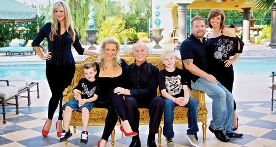 (L to R): The family gathers for the holiday: daughter Meagan, grandson Ty, Pat and Bob Bondurant, grandson Payton, son Jason and daughter-in-law Nicole. Photo: Don Thompson