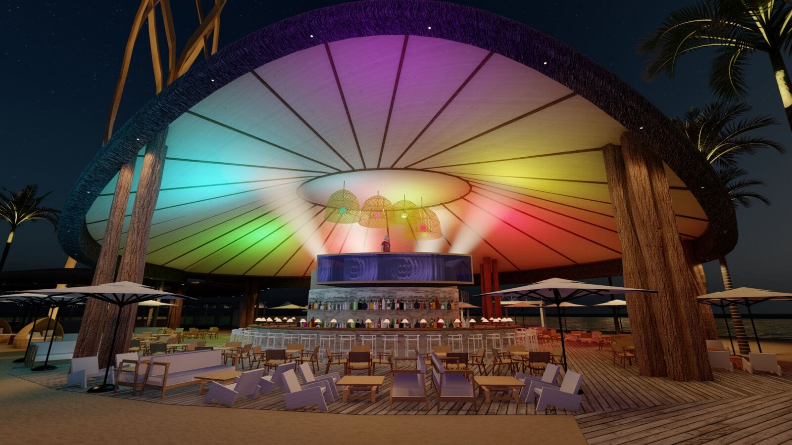 Konos Island Bar Night - Designed by Gensler