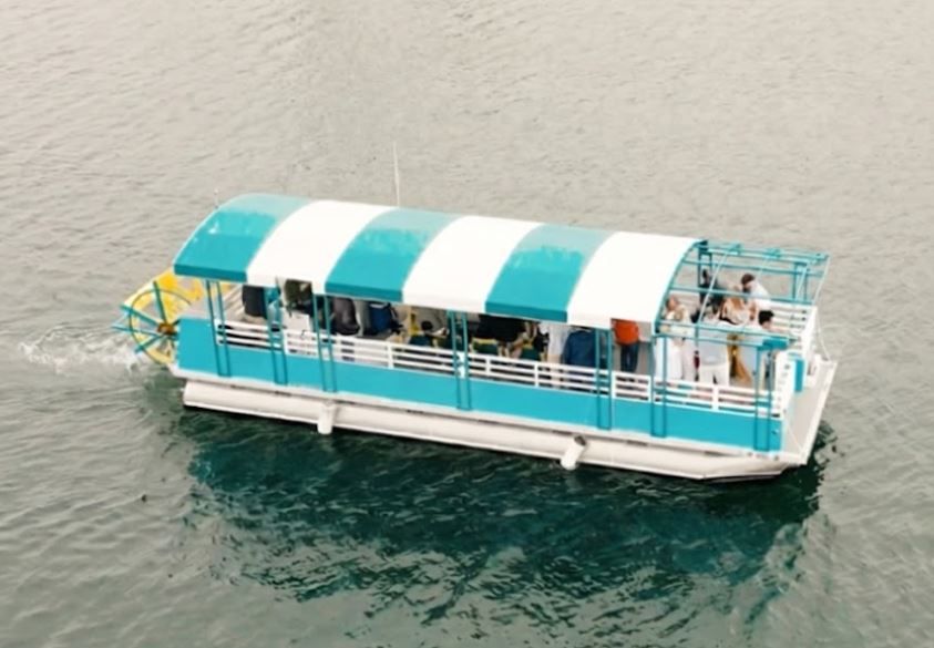 overhead view of the cycle party boat