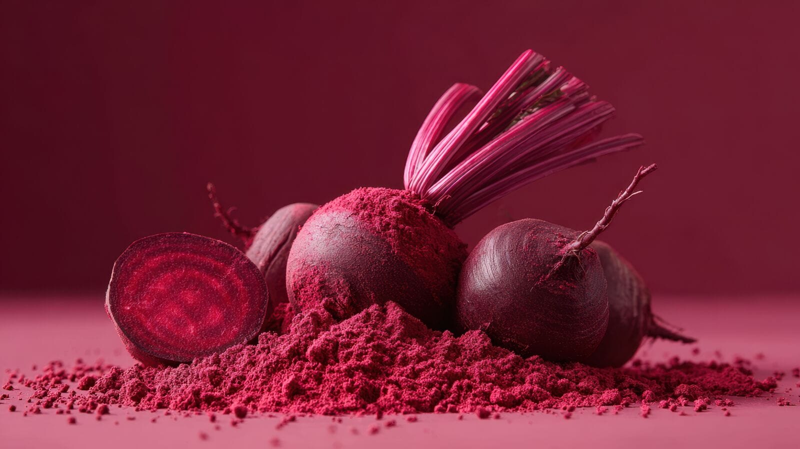 Fresh red beets and beet powder.