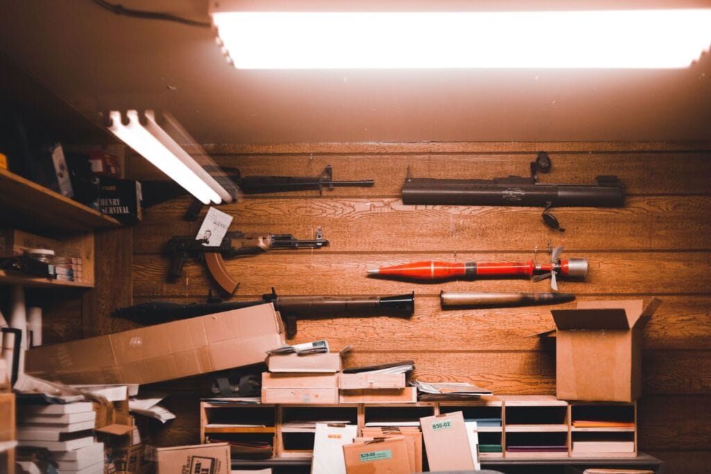 A photo representing what happens to your firearms during a full home renovation.